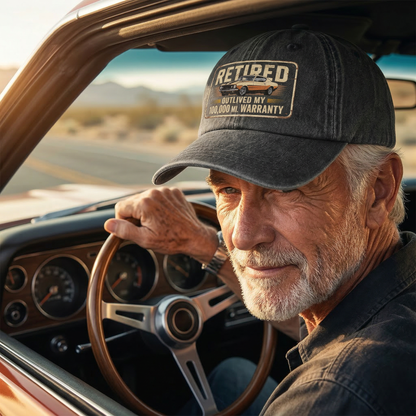 "Retired Outlived My 100,000 Mile Warranty" Vintage Washed Cap