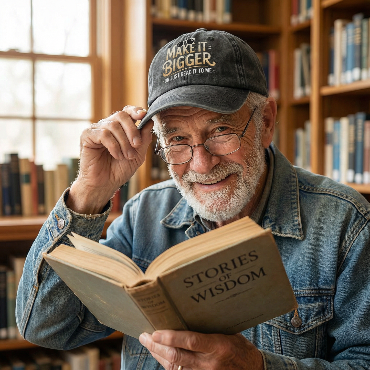 Make It Bigger Or Just Read It To Me – Playful Typography Washed Cap