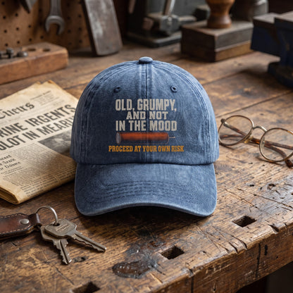 "Old, Grumpy and Not in the Mood" Vintage Washed Cap
