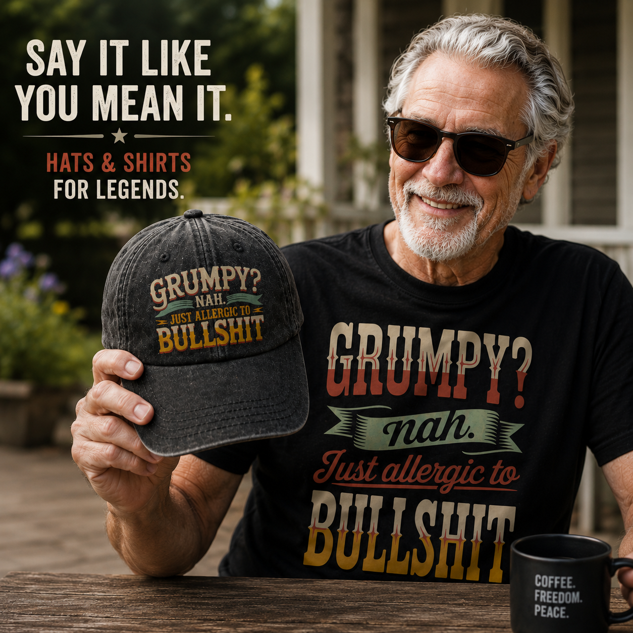 "Grumpy? Nah. Just Allergic to BS" Vintage T-Shirt
