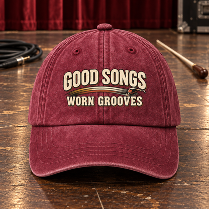"Good Songs Worn Grooves" Vintage Washed Cap