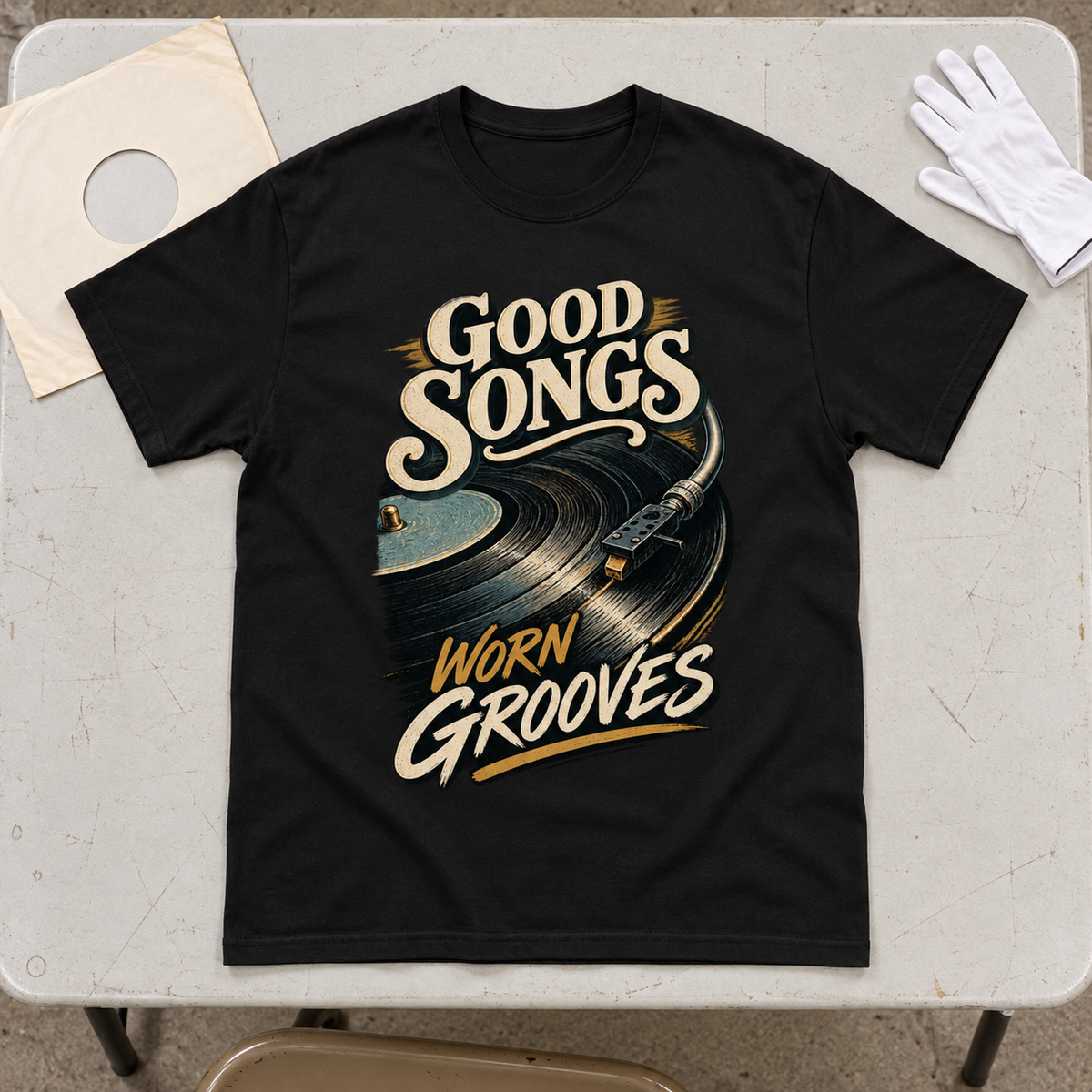 "Good Songs Worn Grooves" Vintage T-Shirt