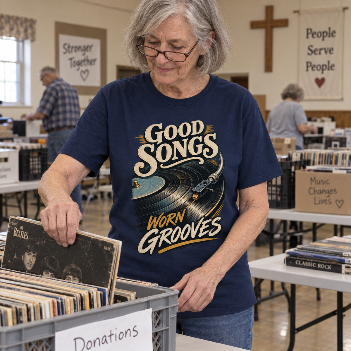 "Good Songs Worn Grooves" Vintage T-Shirt
