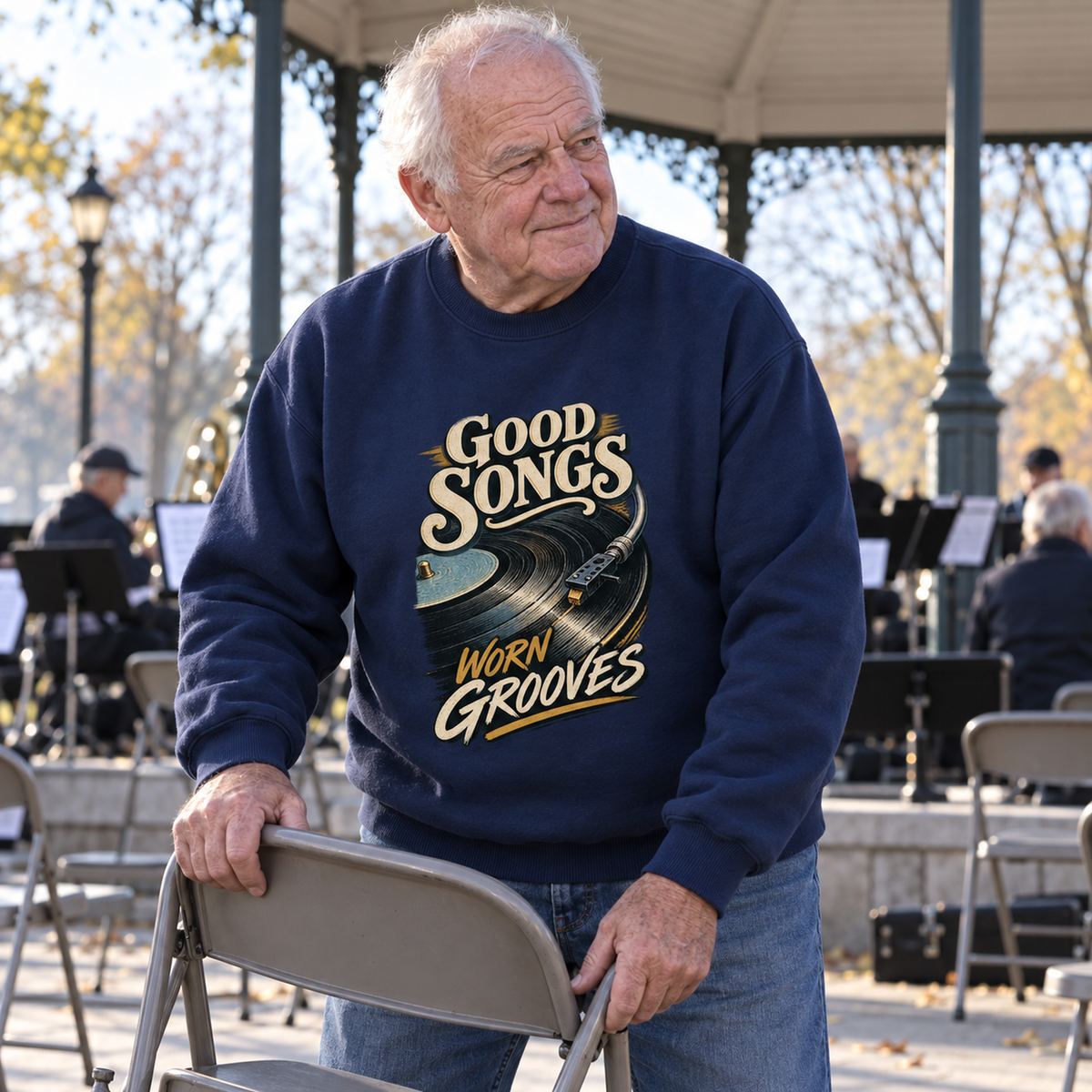 "Good Songs Worn Grooves" Vintage Sweatshirt