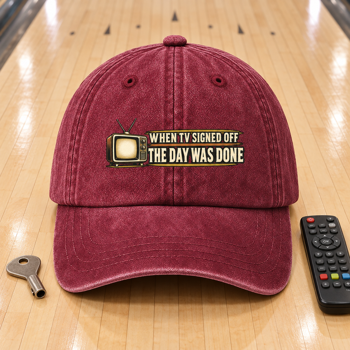 "When TV Signed Off The Day Was Done" Vintage Washed Cap