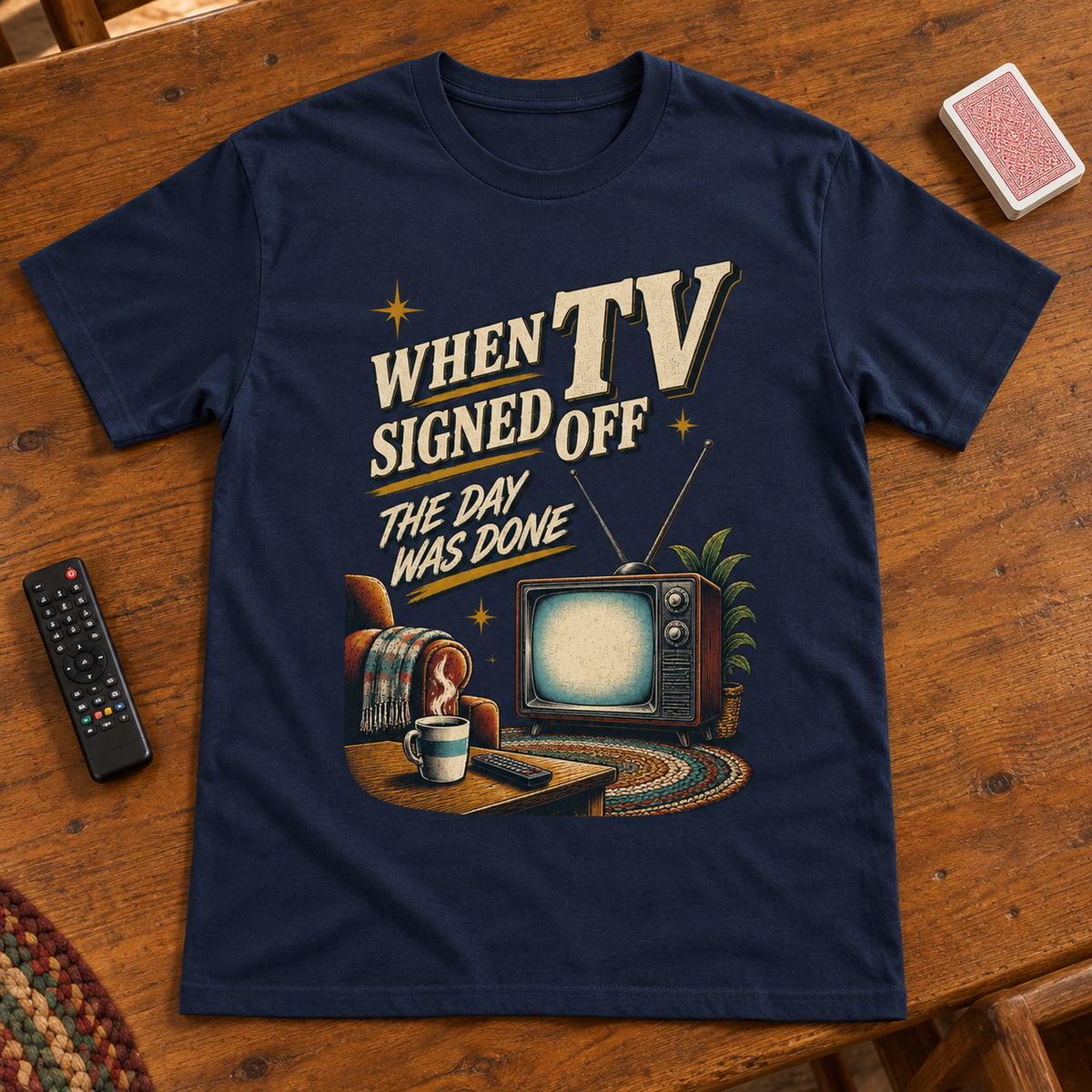 "When TV Signed Off The Day Was Done" Vintage T-Shirt