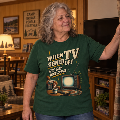 "When TV Signed Off The Day Was Done" Vintage T-Shirt