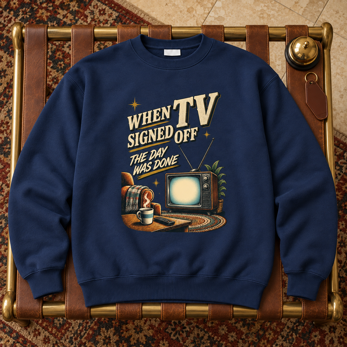 "When TV Signed Off The Day Was Done" Vintage Sweatshirt