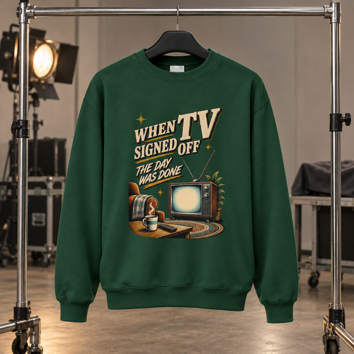 "When TV Signed Off The Day Was Done" Vintage Sweatshirt