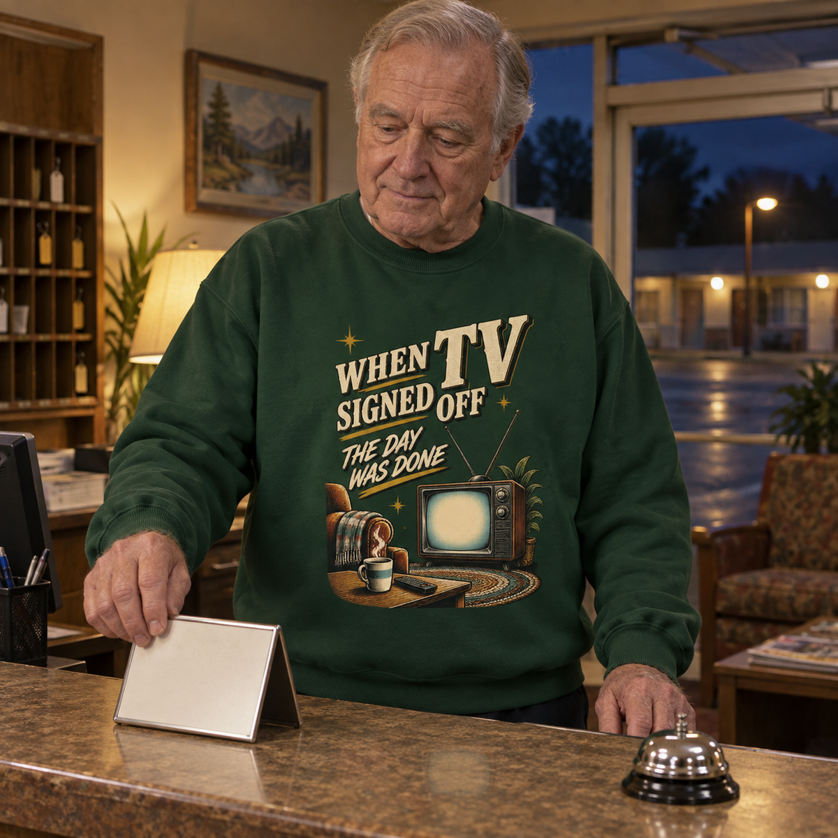 "When TV Signed Off The Day Was Done" Vintage Sweatshirt