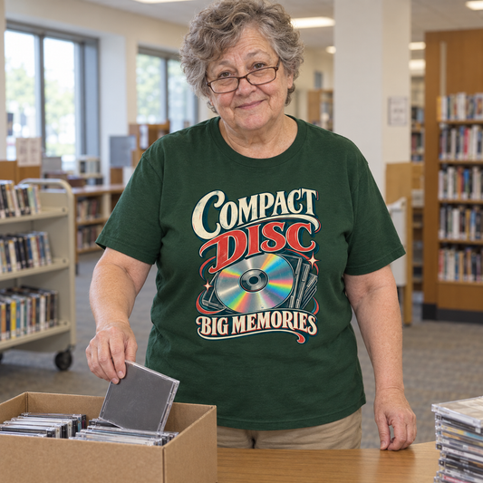 "Compact Disc. Big Memories" Vintage T-Shirt