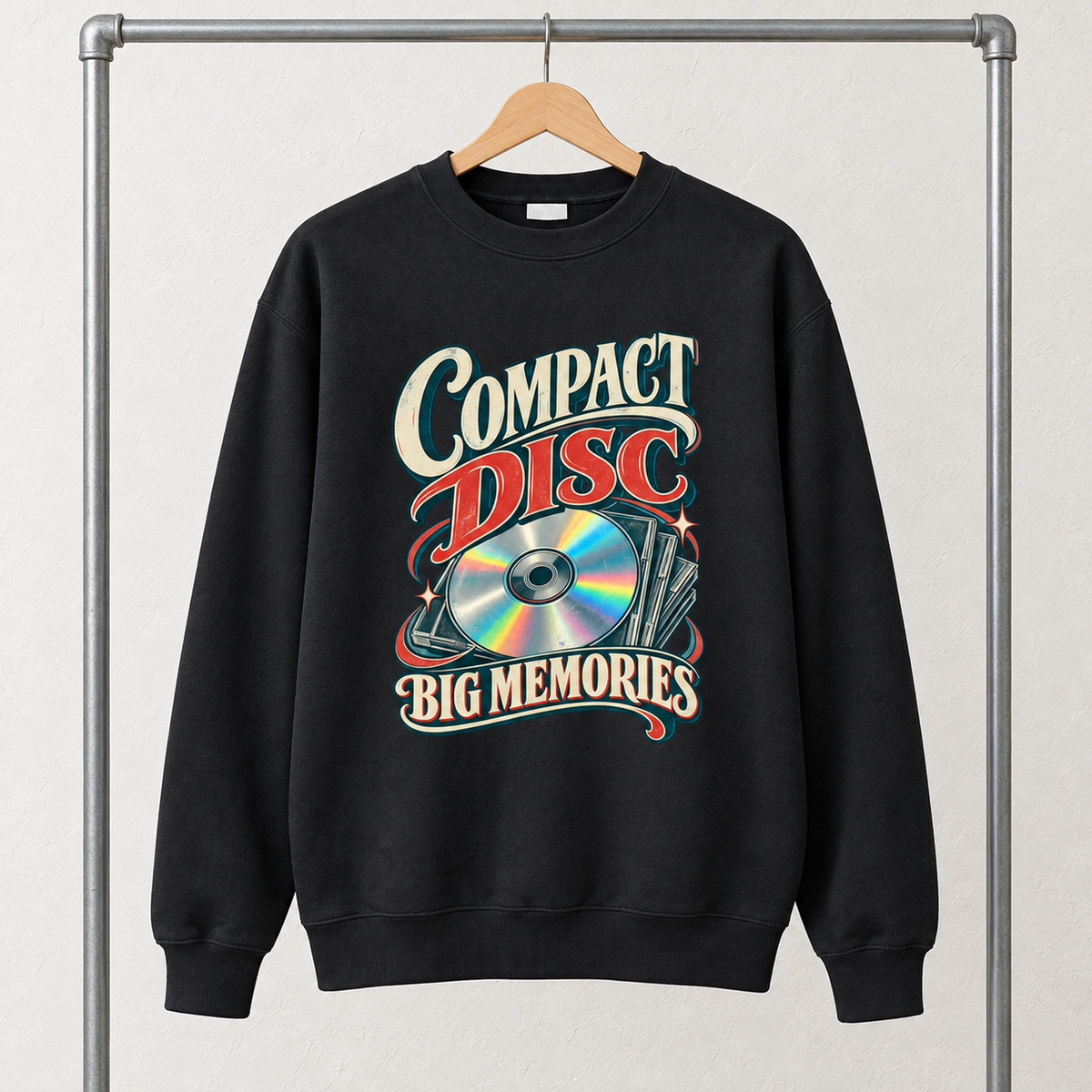 "Compact Disc. Big Memories" Vintage Sweatshirt