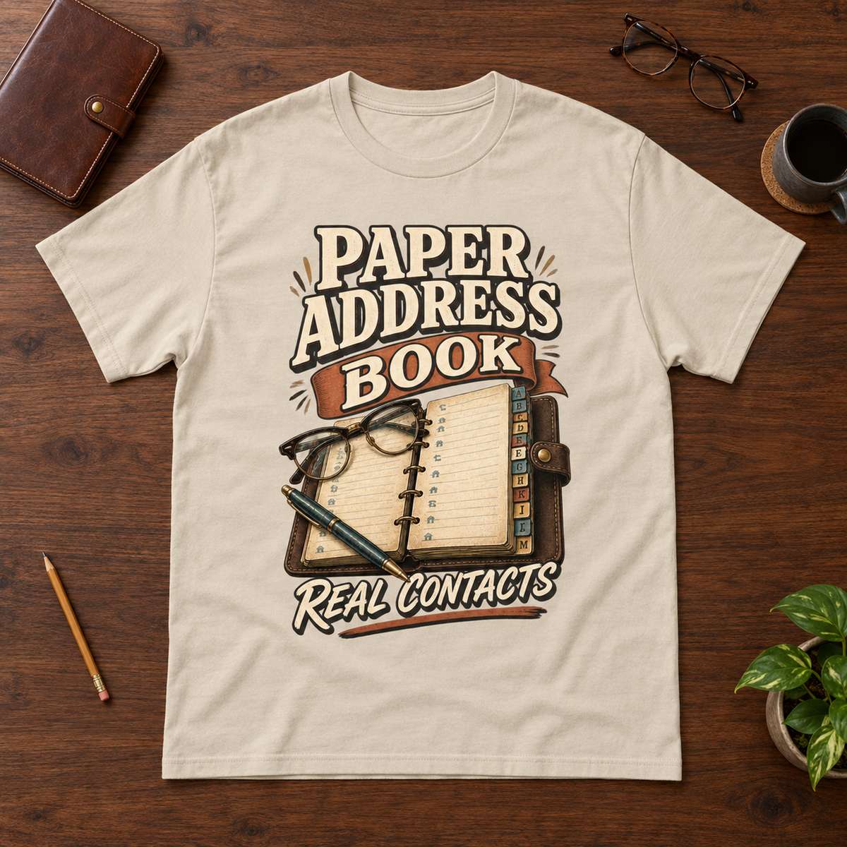 "Paper Address Book. Real Contacts" Vintage T-Shirt
