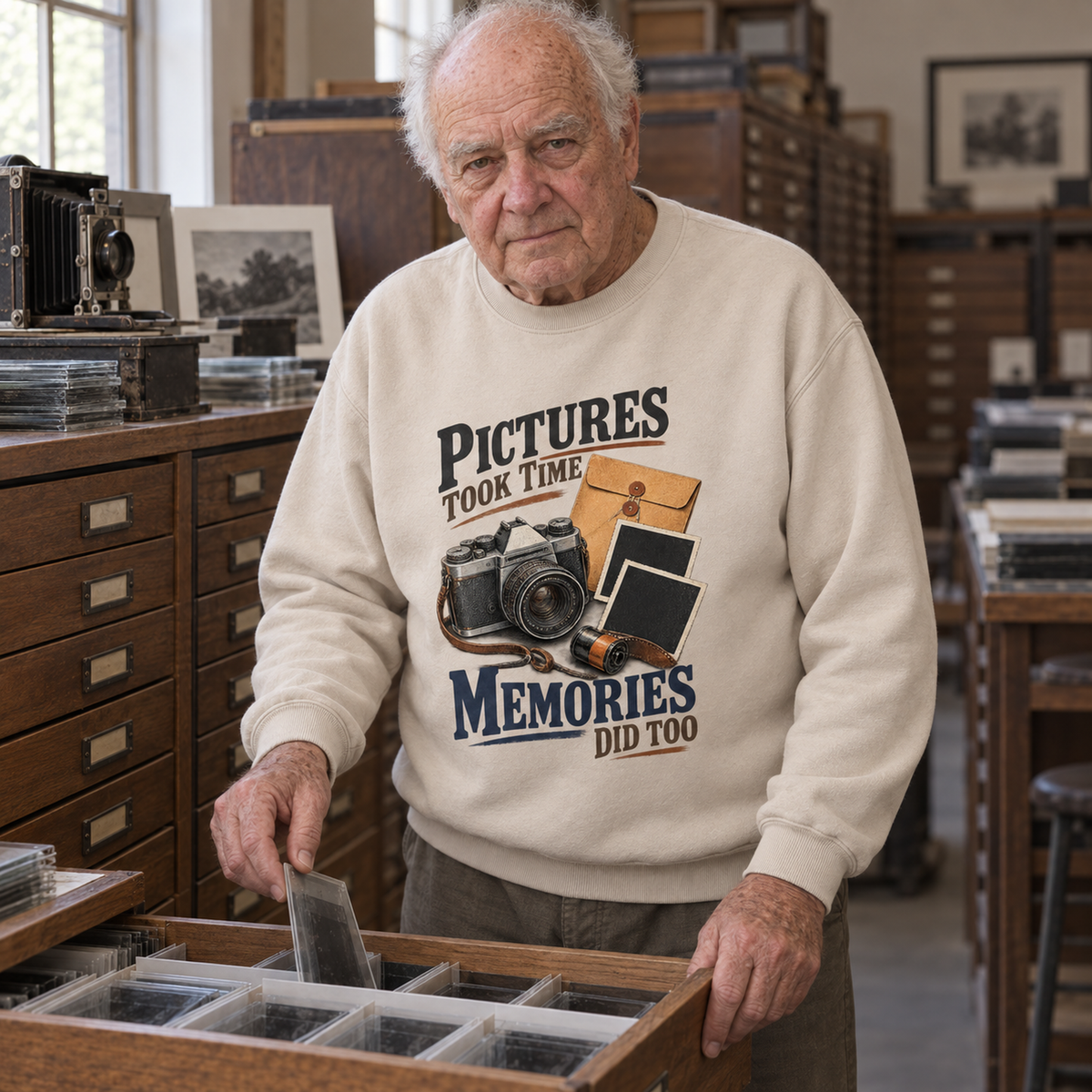 "Pictures Took Time. Memories Did Too" Vintage Sweatshirt