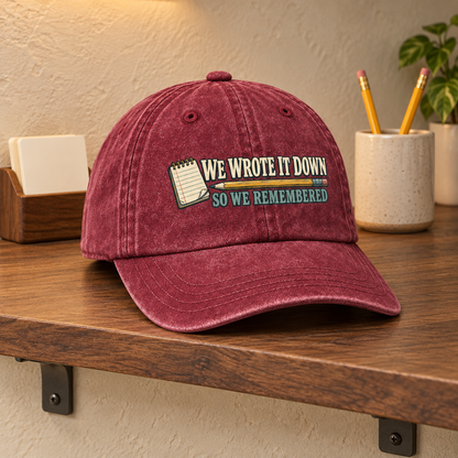 "We Wrote It Down So We Remembered" Vintage Washed Cap