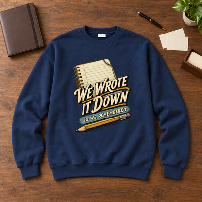 "We Wrote It Down So We Remembered" Vintage Sweatshirt