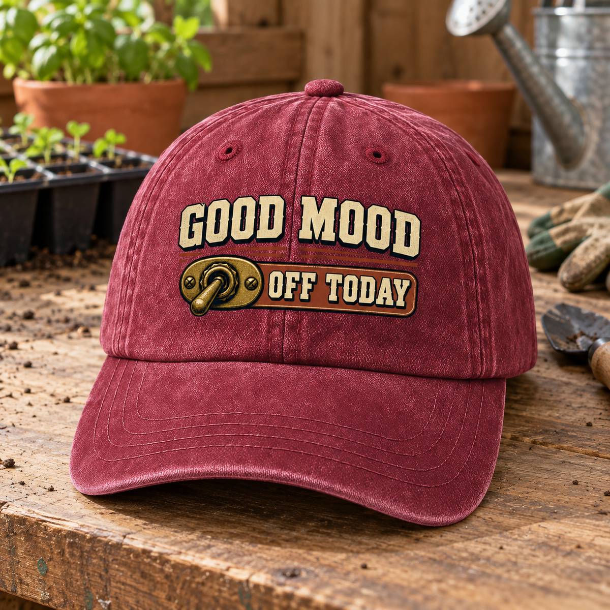"Good Mood Off Today" Vintage Washed Cap