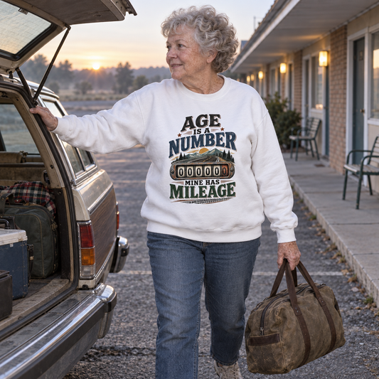 "Age Is A Number. Mine Has Mileage" Vintage Sweatshirt