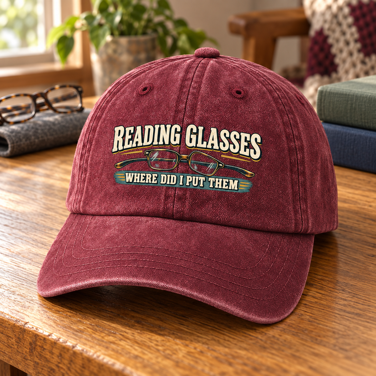 "Reading Glasses. Where Did I Put Them" Vintage Washed Cap