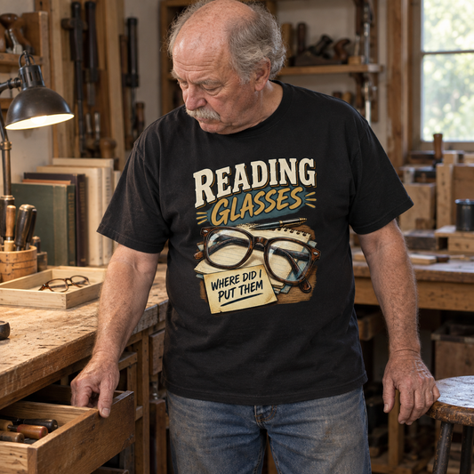"Reading Glasses. Where Did I Put Them" Vintage T-Shirt