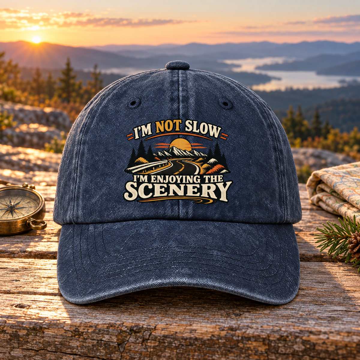 "I'm Not Slow. I'm Enjoying The Scenery" Vintage Washed Cap