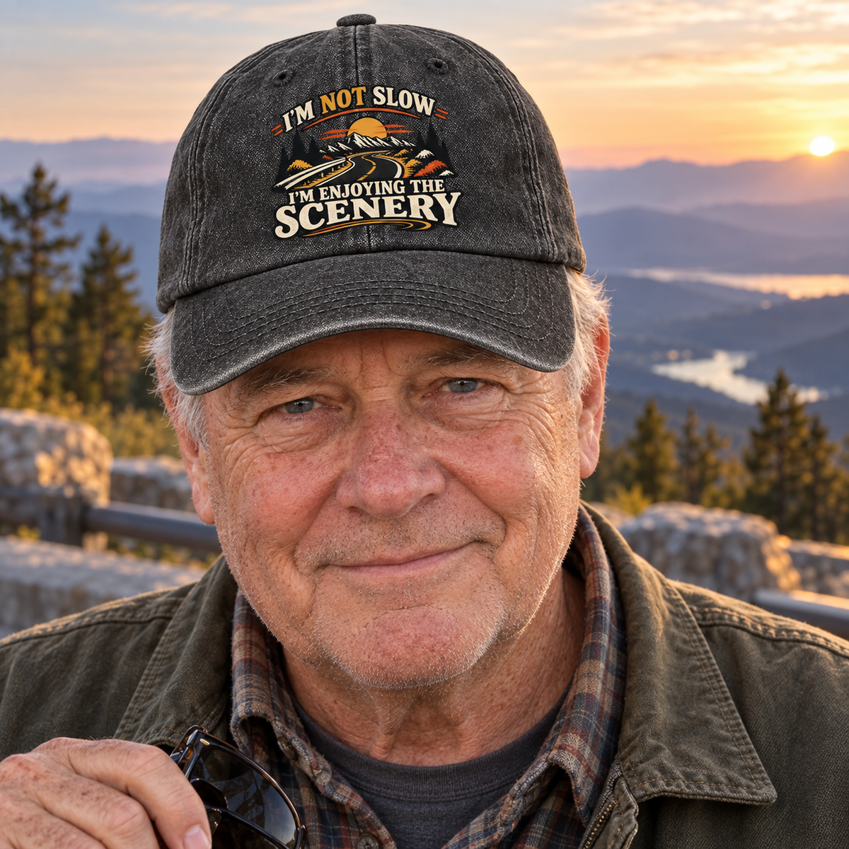 "I'm Not Slow. I'm Enjoying The Scenery" Vintage Washed Cap