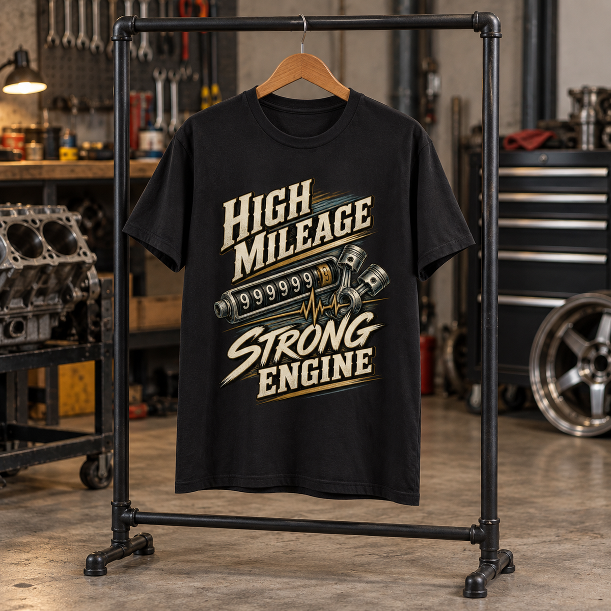 "High Mileage Strong Engine" Vintage T-Shirt