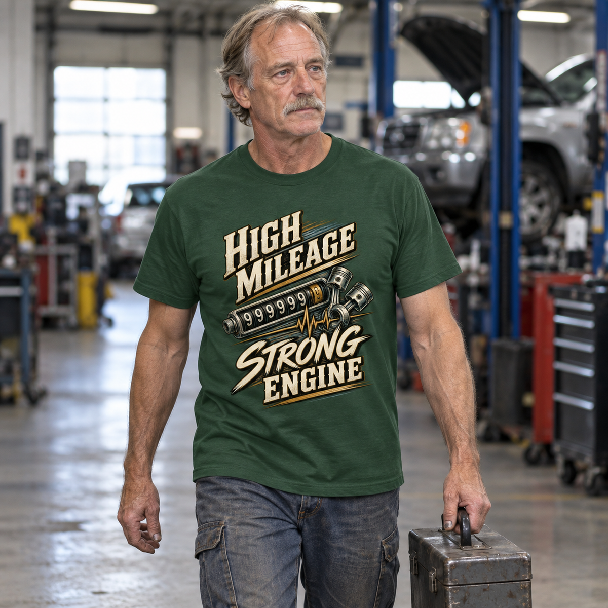 "High Mileage Strong Engine" Vintage T-Shirt