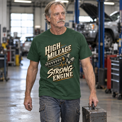 "High Mileage Strong Engine" Vintage T-Shirt
