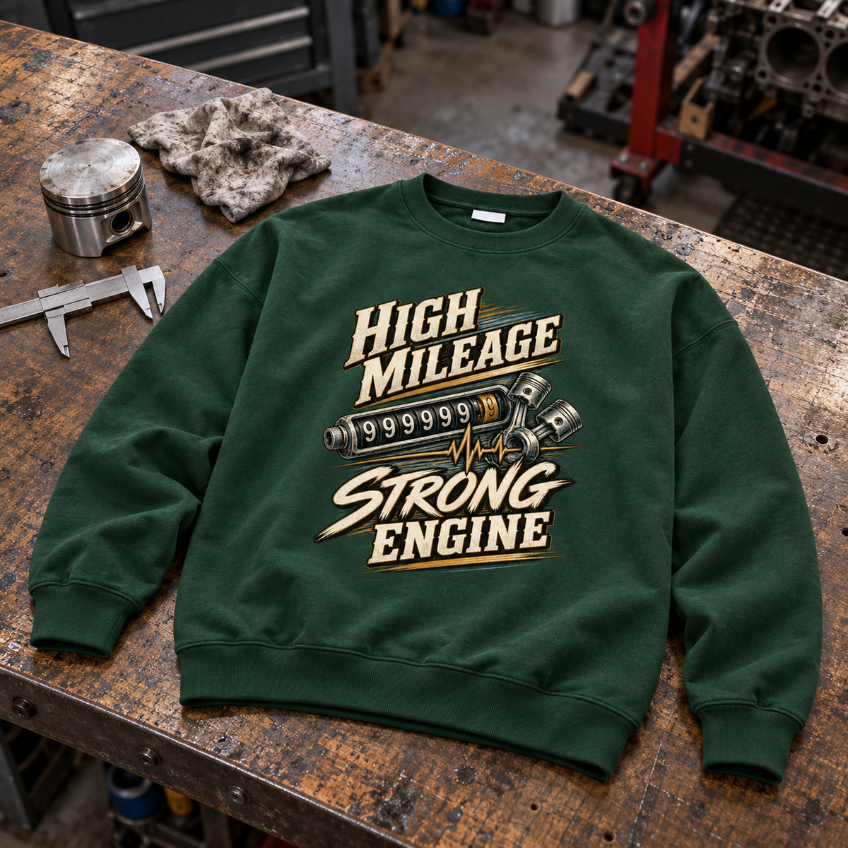"High Mileage Strong Engine" Vintage Sweatshirt
