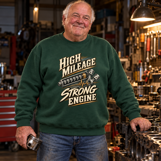 "High Mileage Strong Engine" Vintage Sweatshirt