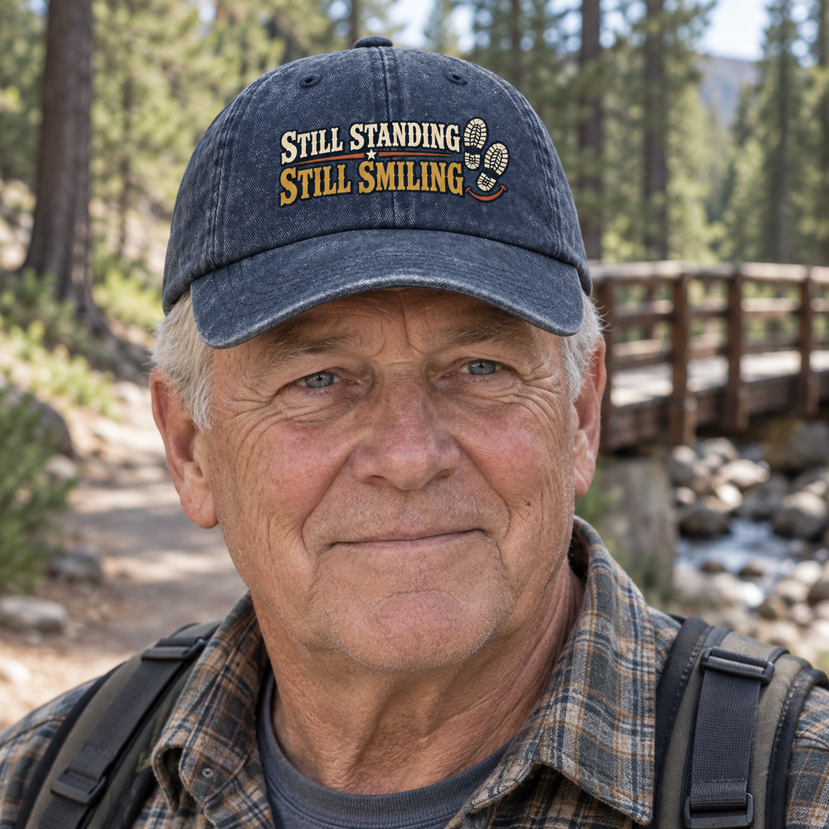 "Still Standing. Still Smiling" Vintage Washed Cap
