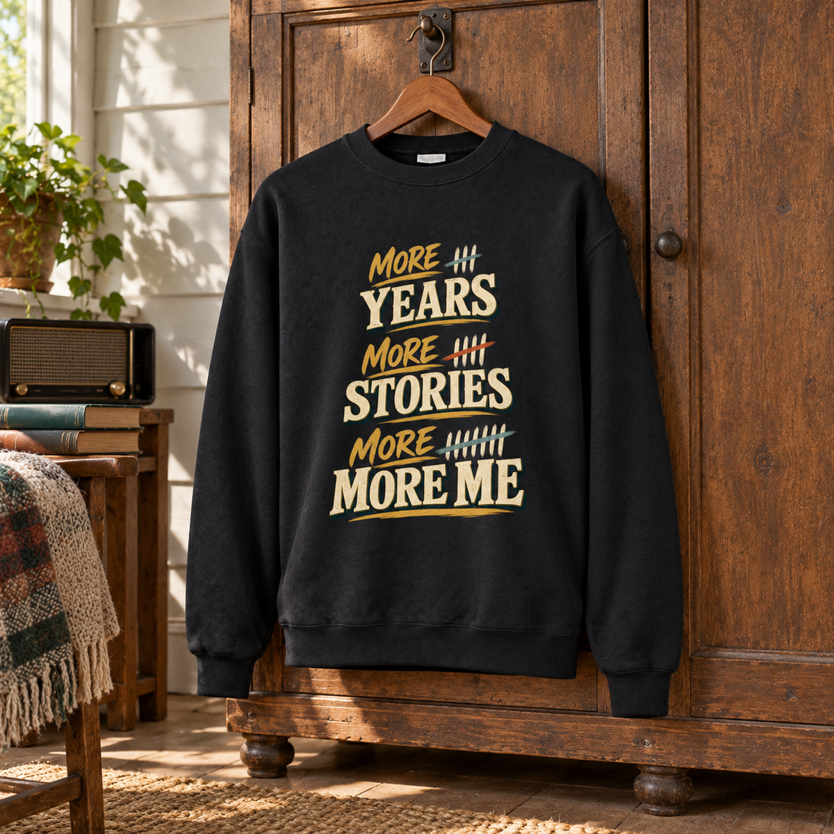"More Years. More Stories. More Me" Vintage Sweatshirt