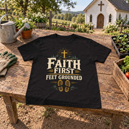 "Faith First. Feet Grounded" Vintage T-Shirt
