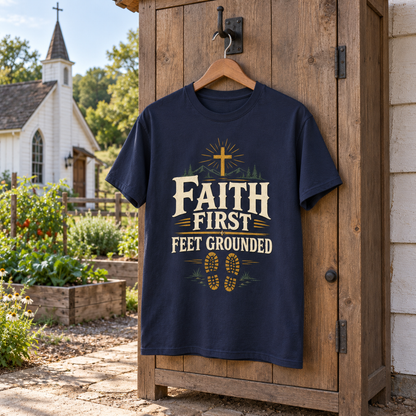 "Faith First. Feet Grounded" Vintage T-Shirt