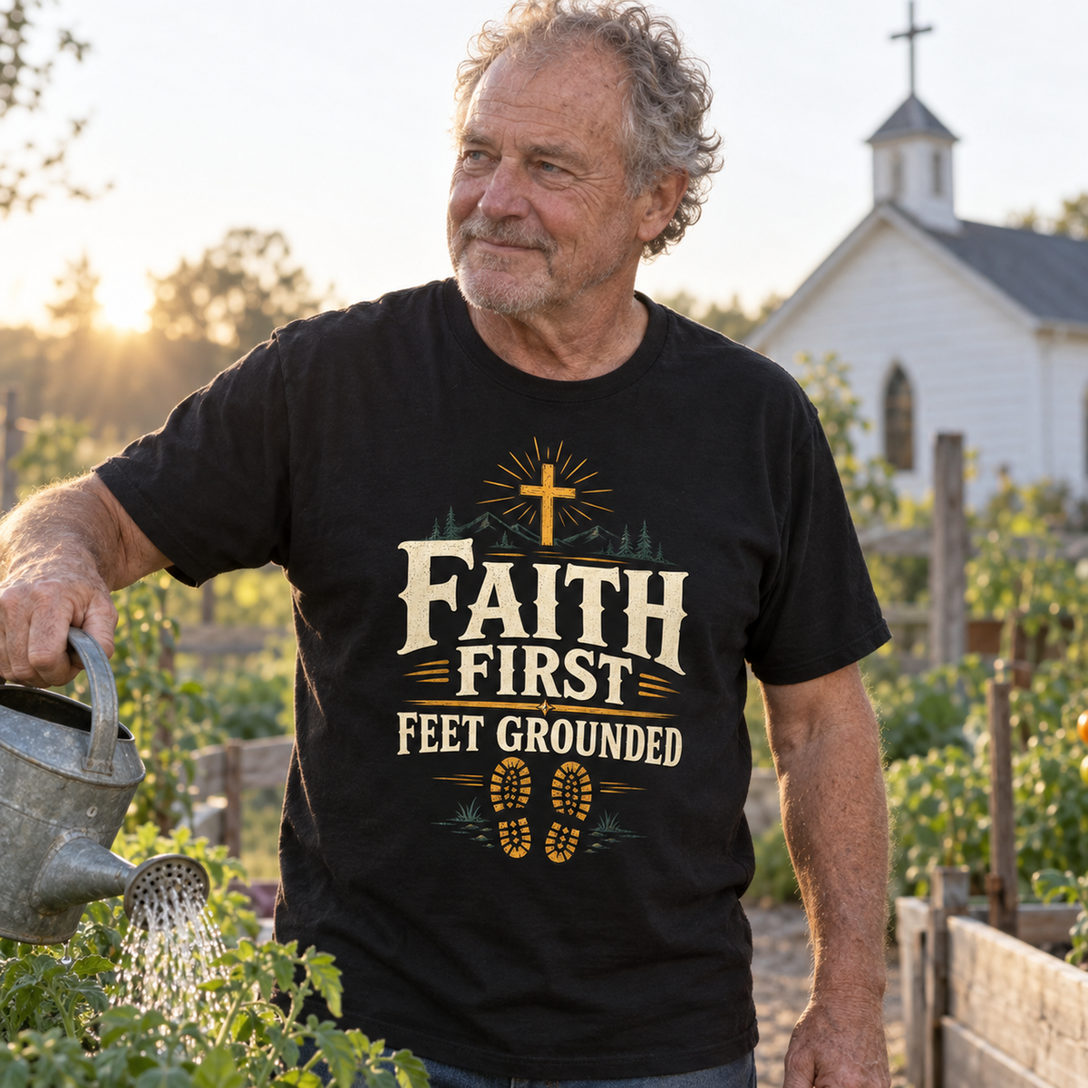 "Faith First. Feet Grounded" Vintage T-Shirt