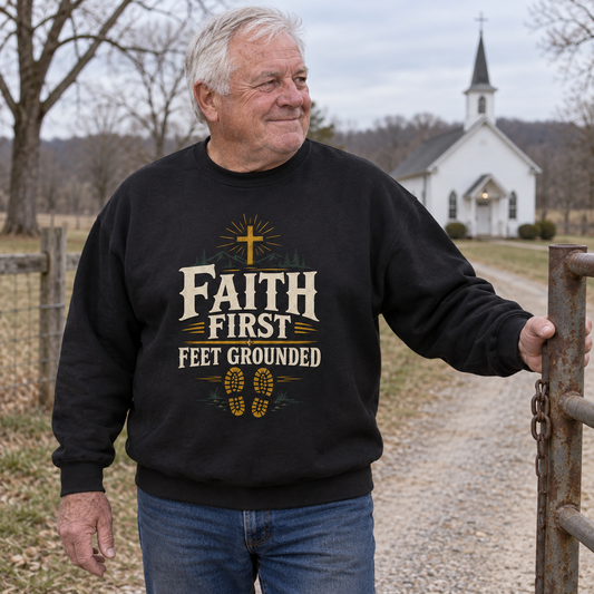 "Faith First. Feet Grounded" Vintage Sweatshirt