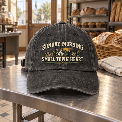 "Sunday Morning. Small Town Heart" Vintage Washed Cap