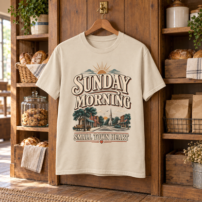 "Sunday Morning. Small Town Heart" Vintage T-Shirt