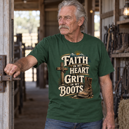"Faith In My Heart. Grit In My Boots" Vintage T-Shirt