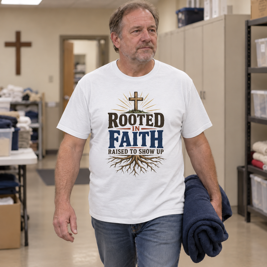"Rooted In Faith. Raised To Show Up" Vintage T-Shirt