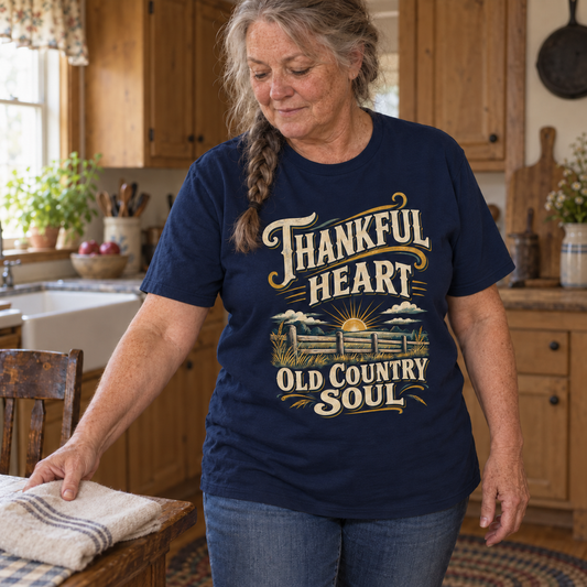 "Thankful Heart. Old Country Soul" Vintage T-Shirt