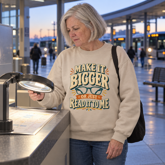 "Make It Bigger Or Just Read It To Me" Vintage Sweatshirt