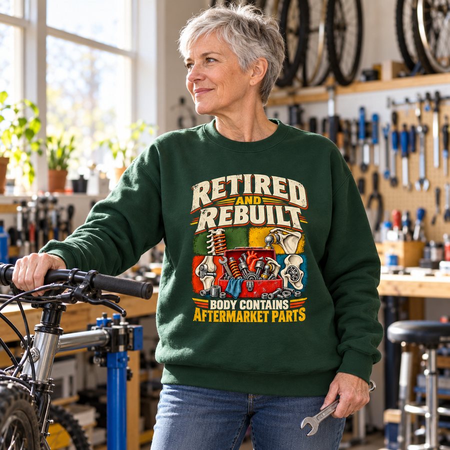 "Retired And Rebuilt. Body Contains Aftermarket Parts" Vintage Sweatshirt