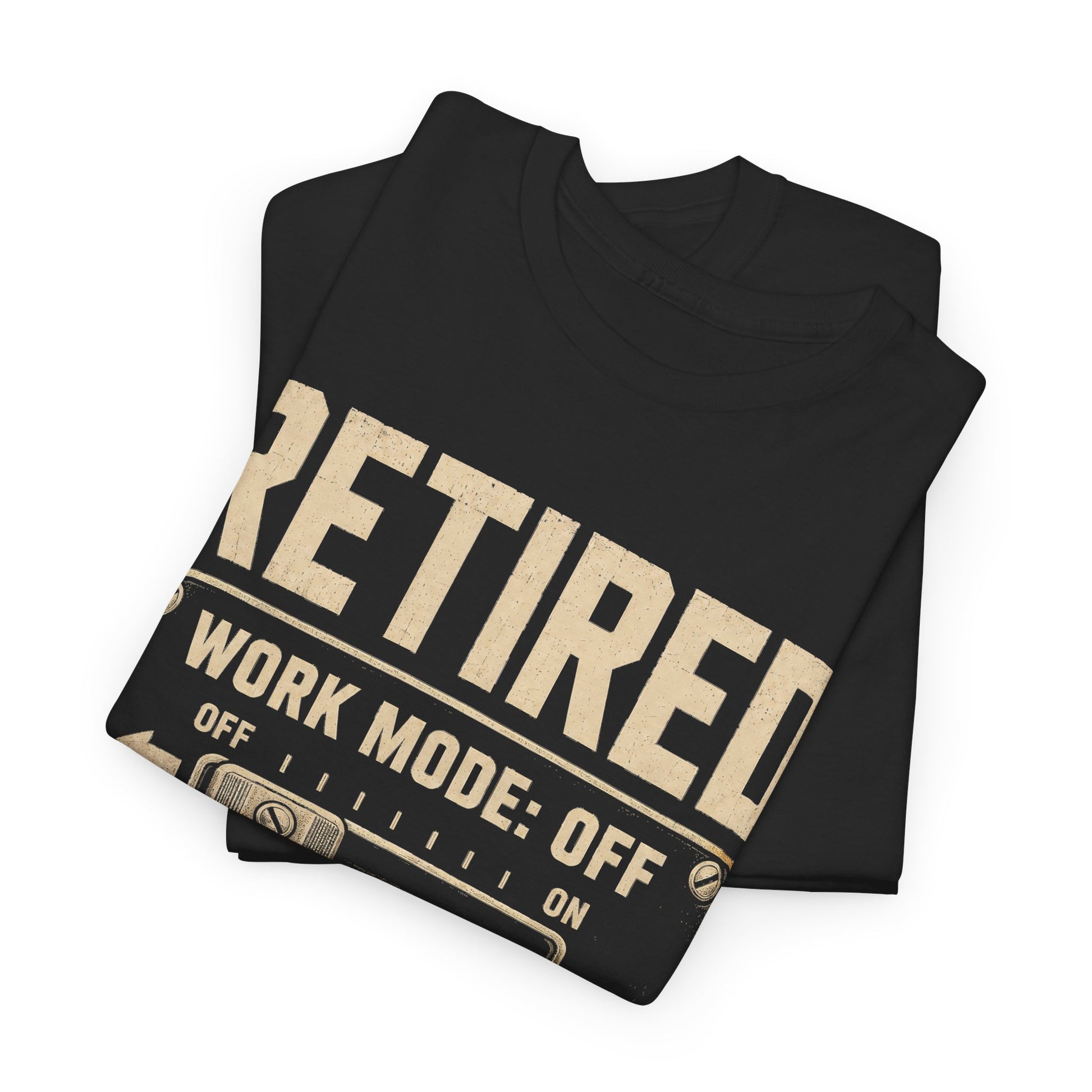 Vintage T-shirt with Retired. Meh Mode On printed front graphic design
