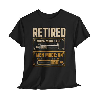 Retired. Meh Mode On vintage T-shirt shown in lifestyle product photo