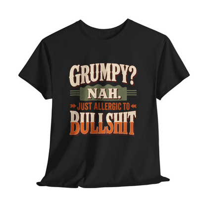 "Grumpy? Nah. Just Allergic to BS" Funny No-Nonsense Vintage T-Shirt