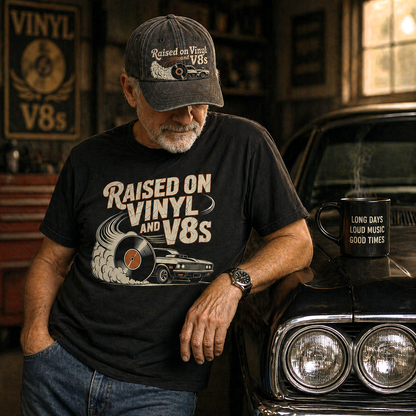 "Raised on Vinyl and V8s" Vintage T-Shirt