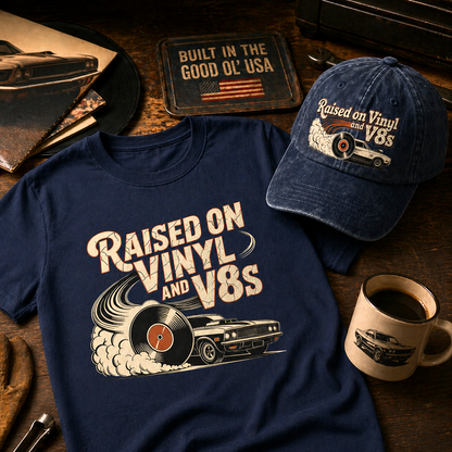 "Raised on Vinyl and V8s" Vintage T-Shirt