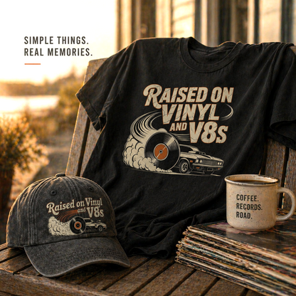 "Raised on Vinyl and V8s" Vintage T-Shirt